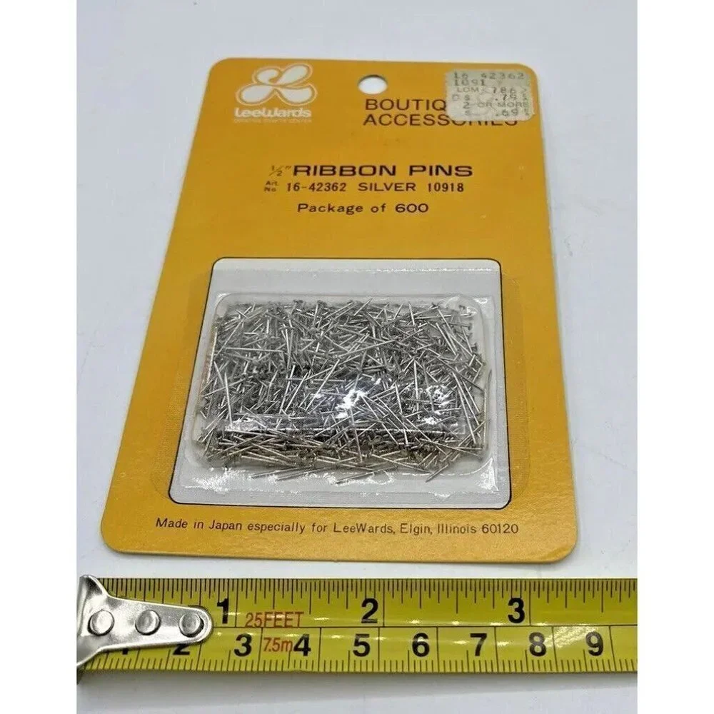 Lee Wards New NOS Vintage 1/2 Inch Ribbon Pins Pkg 600 Silver Tone 10918 Japan